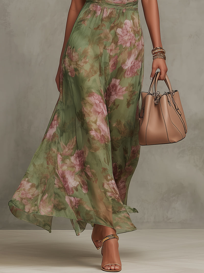 Livia | Vestido largo floral con escote al cuello