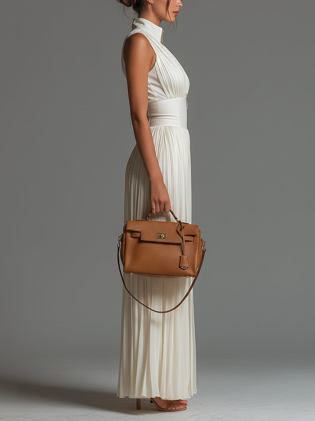 Mono plisado Iria de Vega Madrid, vestido elegante con diseño plisado en color y cierre en la parte trasera.