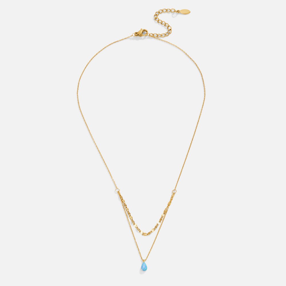 Collar de Capas con Lágrima de Ópalo Azul
