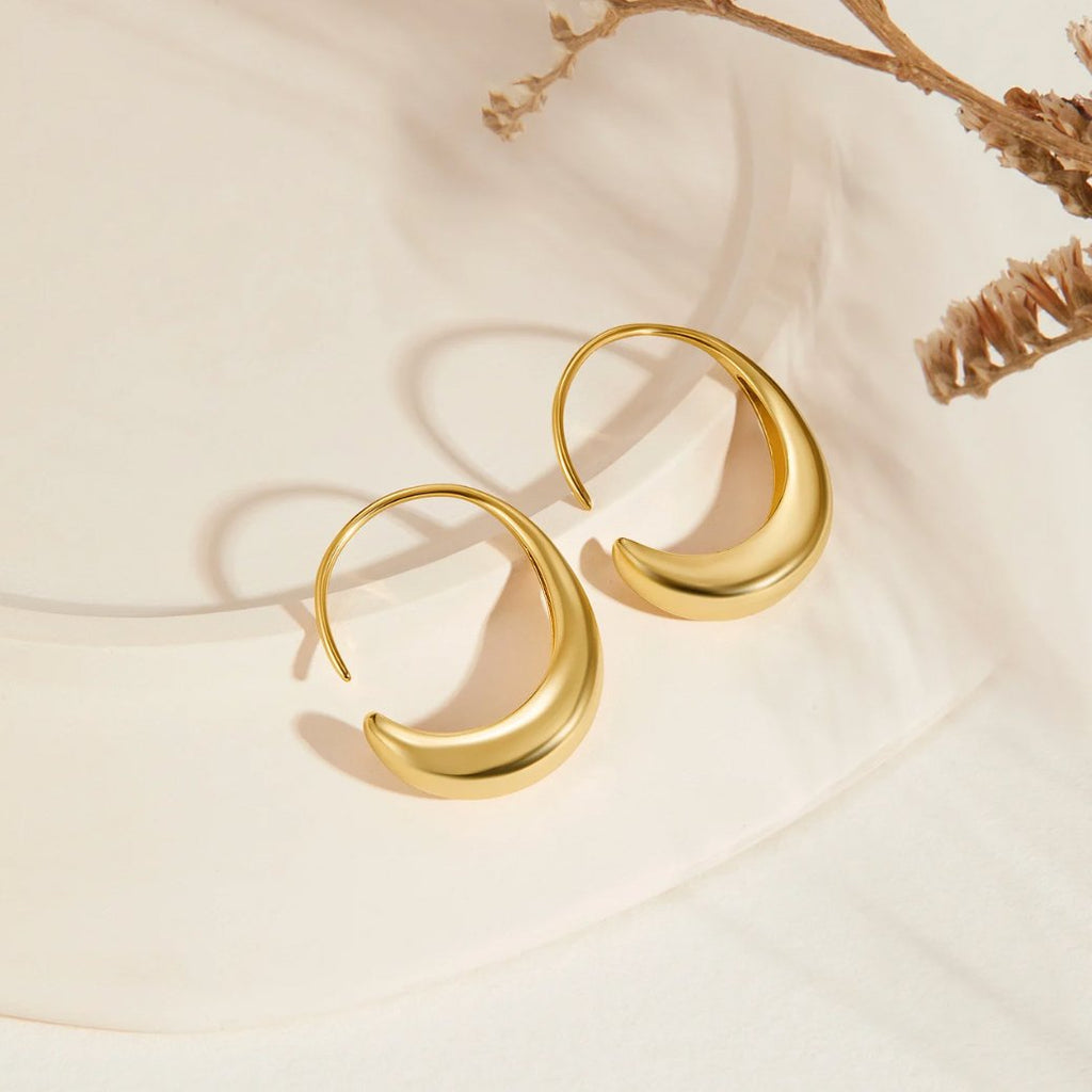 Pendientes de aro colgantes de Vega Madrid, diseño clásico con acabado brillante en acabado plateado, para un estilo elegante.
