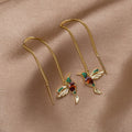 Pendientes colibrí con cristales y borlas, pendientes de moda de Vega Madrid, colgantes y elegantes para mujer