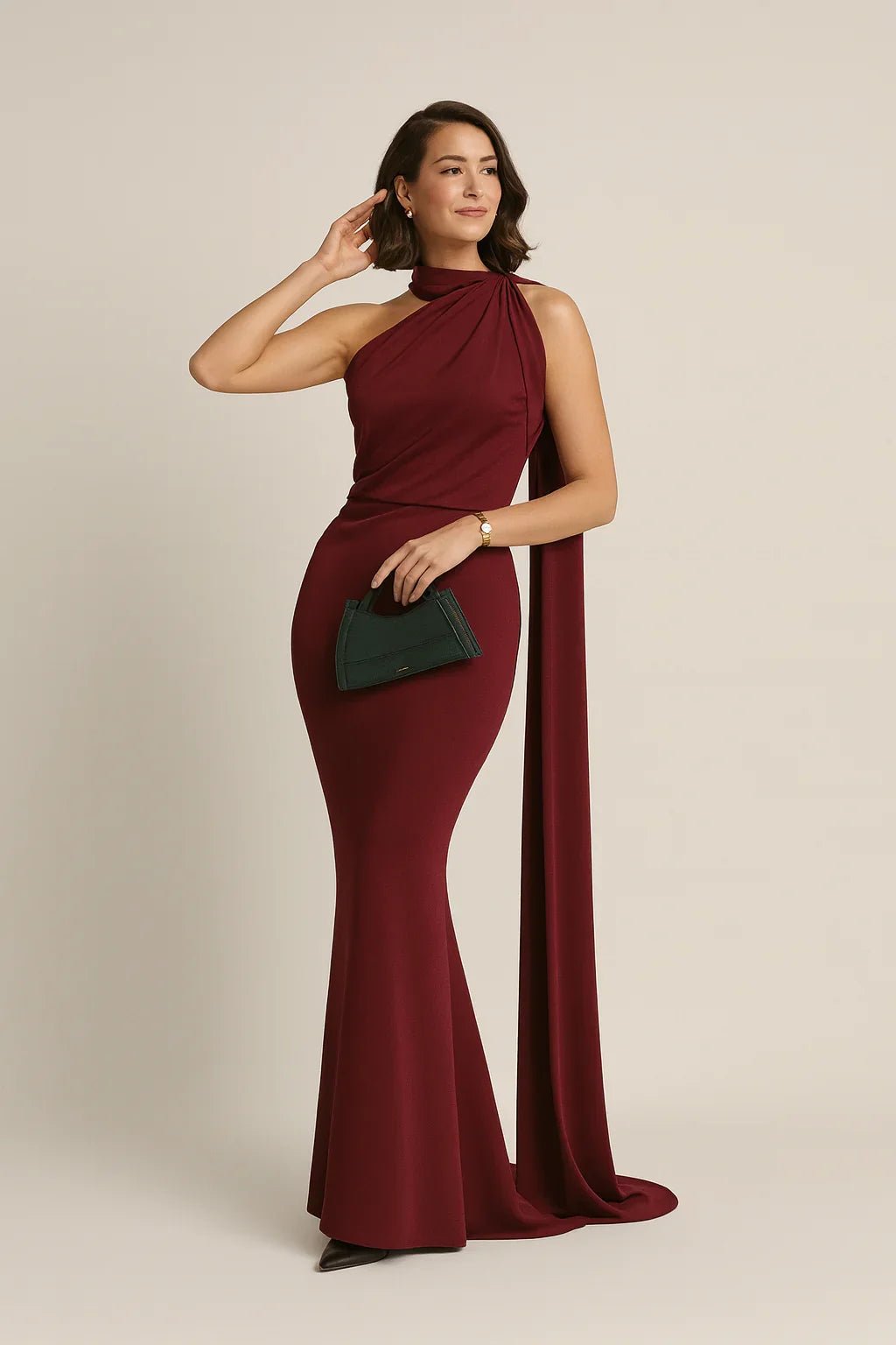 Vestido Mistral Aurora de Vega Madrid en tela suave, con diseño elegante y detalles que resaltan su estilo sofisticado.