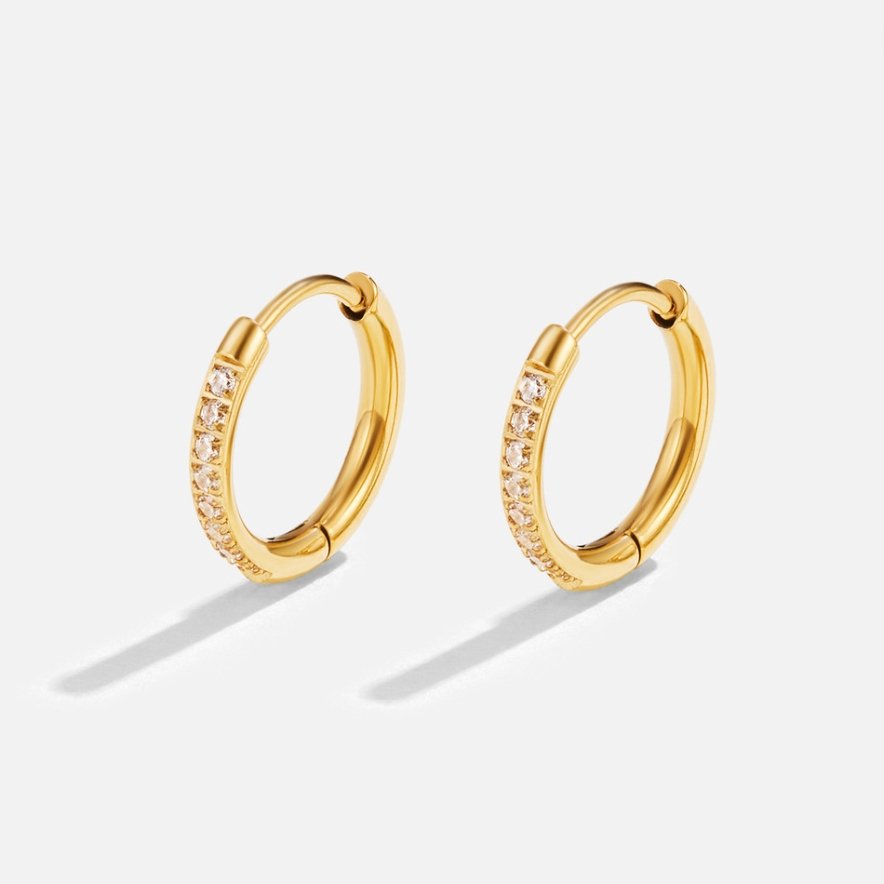 Pendientes de aro Eternidad de Vega Madrid, pendientes de argolla grandes y brillantes con diseño elegante y moderno.