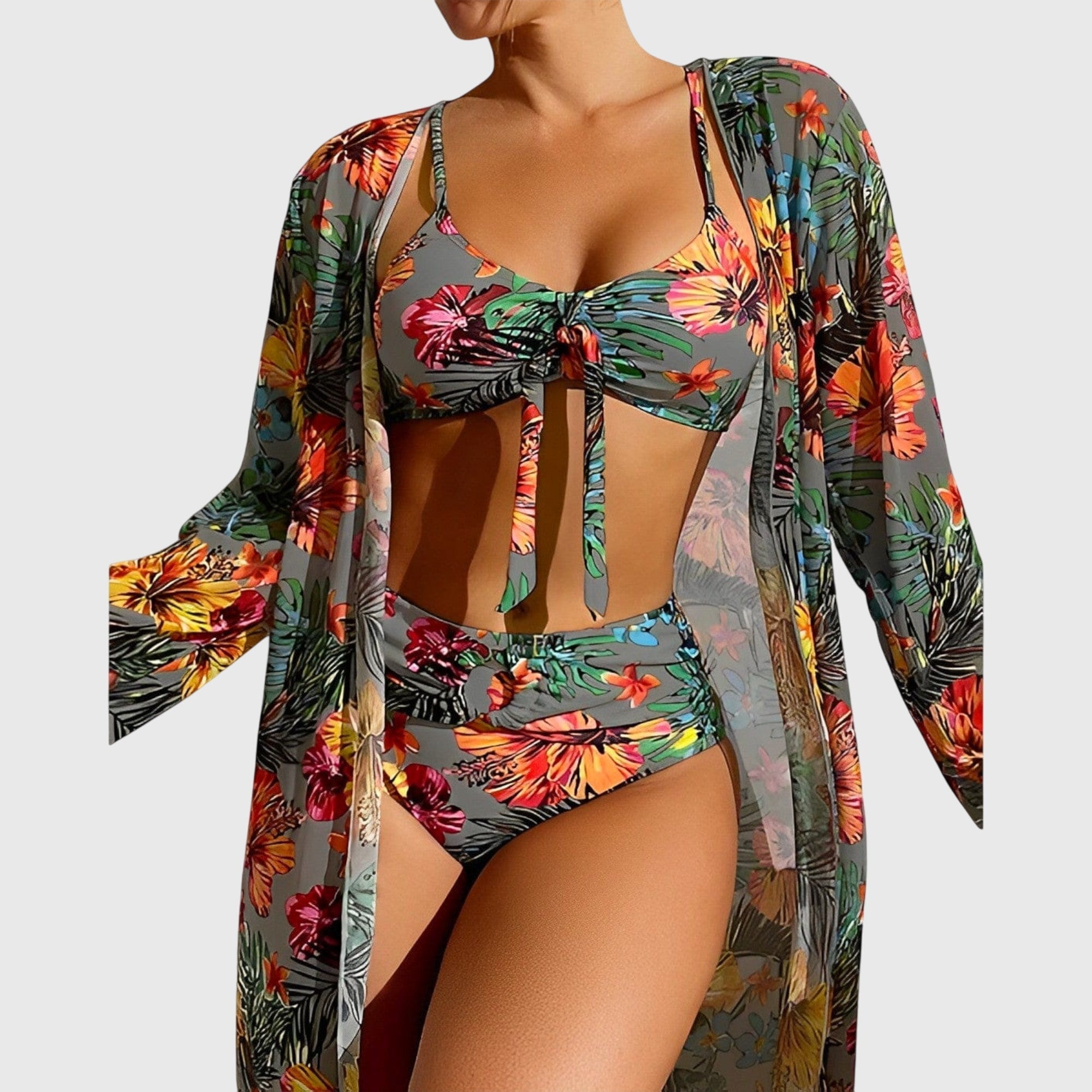 Conjunto de bikini Luna de Vega Madrid, con diseño en color brillante y tirantes ajustables, ideal para la playa.