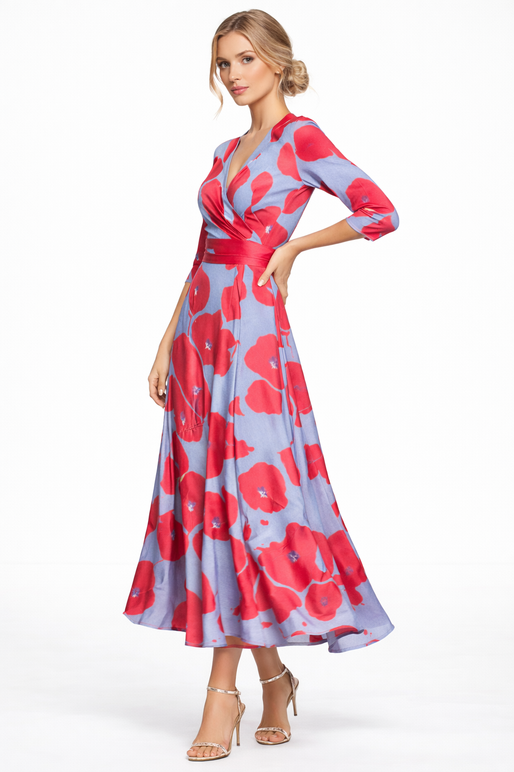 Sofía | Vestido Largo Floral Rojo Elegante - Vega Madrid