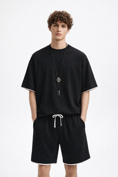 Bruno casual summer outfit by Vega Madrid featuring a stylish top and shorts in a vibrant design.