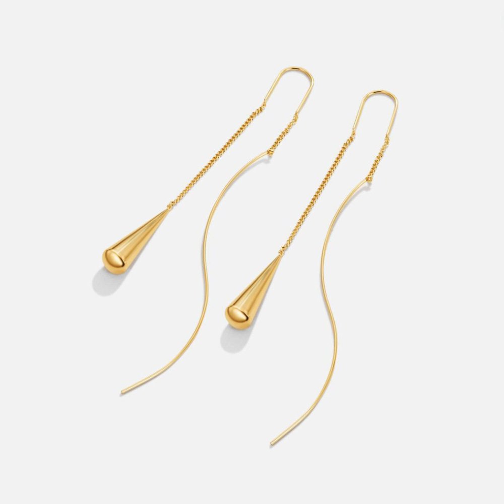 Pendientes colgantes con flecos dorados de Vega Madrid, con diseño elegante y detalles en forma de lágrima.