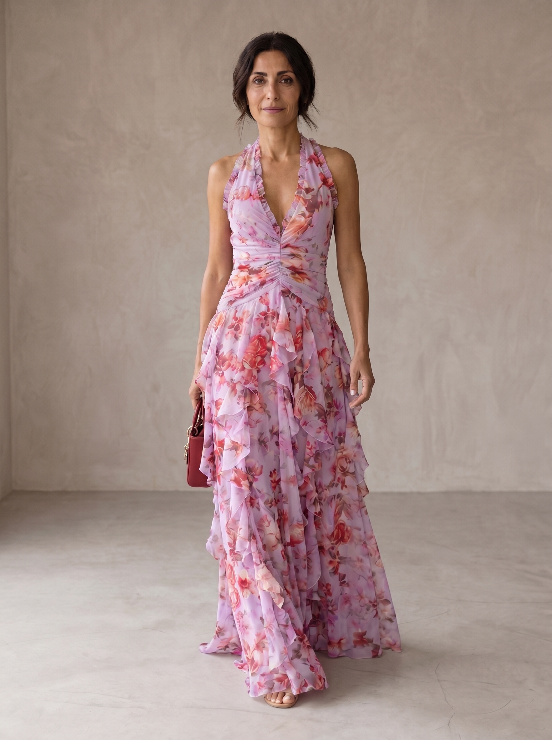 Belladina | Vestido largo romántico con cascada de rosas