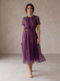 Flavia | Vestido largo con escote lágrima y encaje