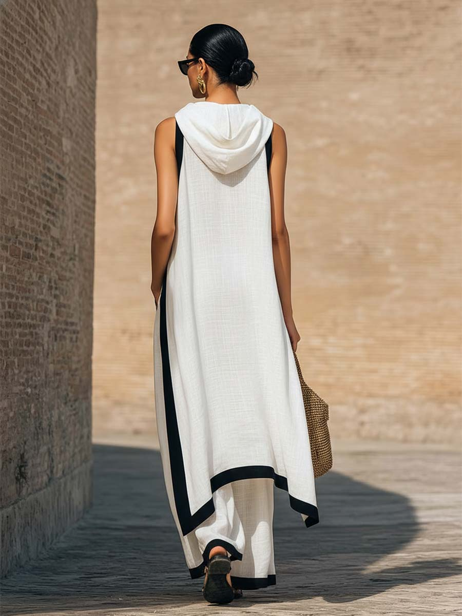 Conjunto de dos piezas Laila de lino y algodón de Vega Madrid, elegante con corte artístico, en tonos neutros.