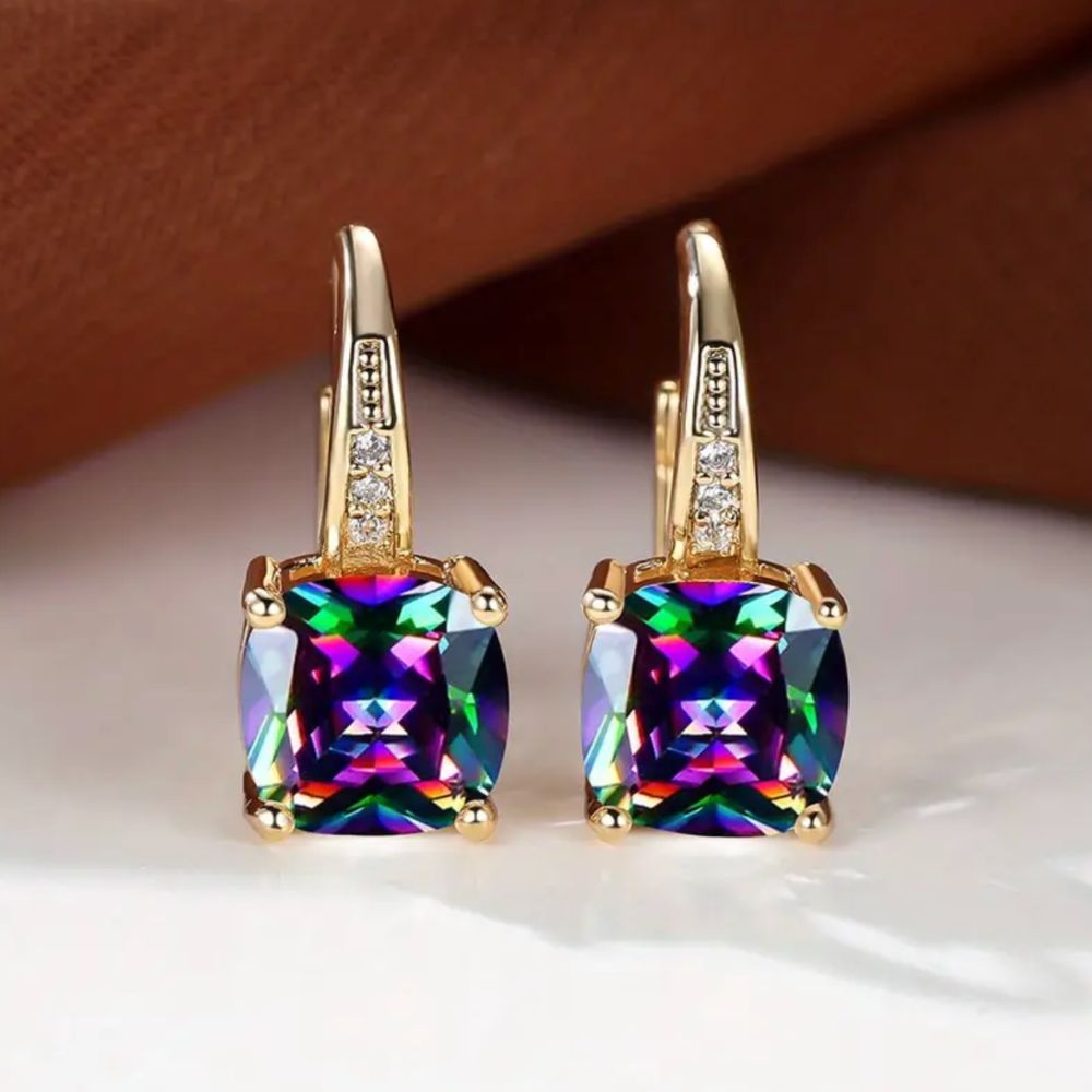 Pendientes de Aro con Piedra Mística