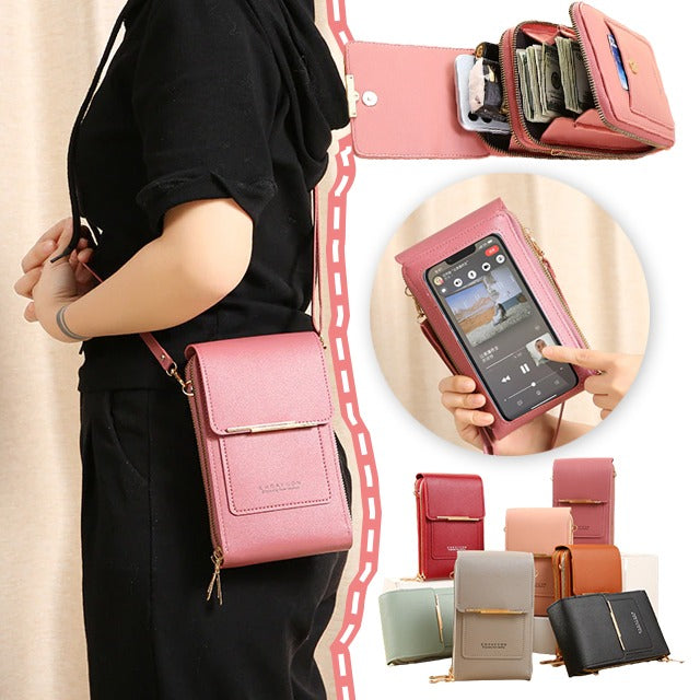 Bolso bandolera compacto de diseño minimalista Sandra de Vega Madrid, en color neutro con correa ajustable y detalles sencillos.