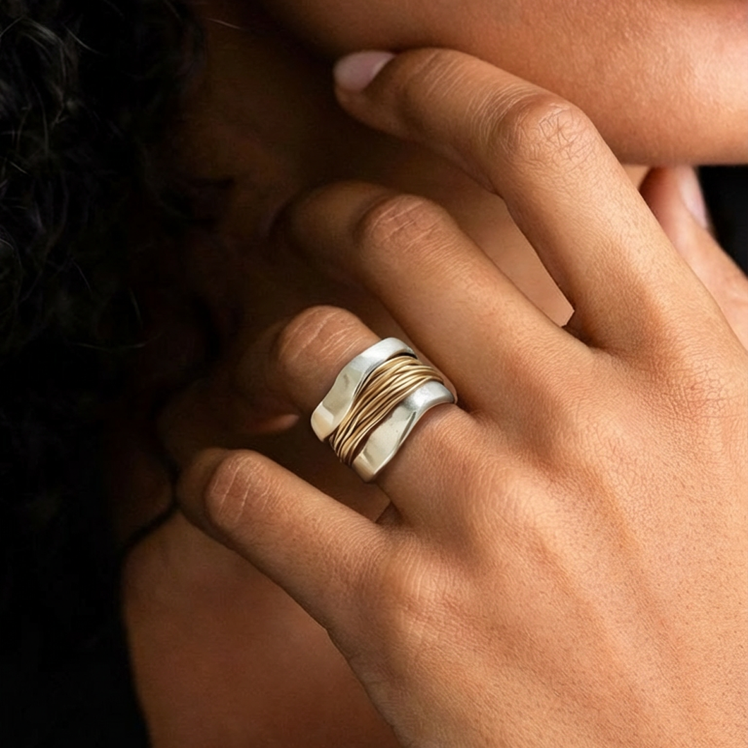 Tejido | Anillo de Plata con Hilos de Oro