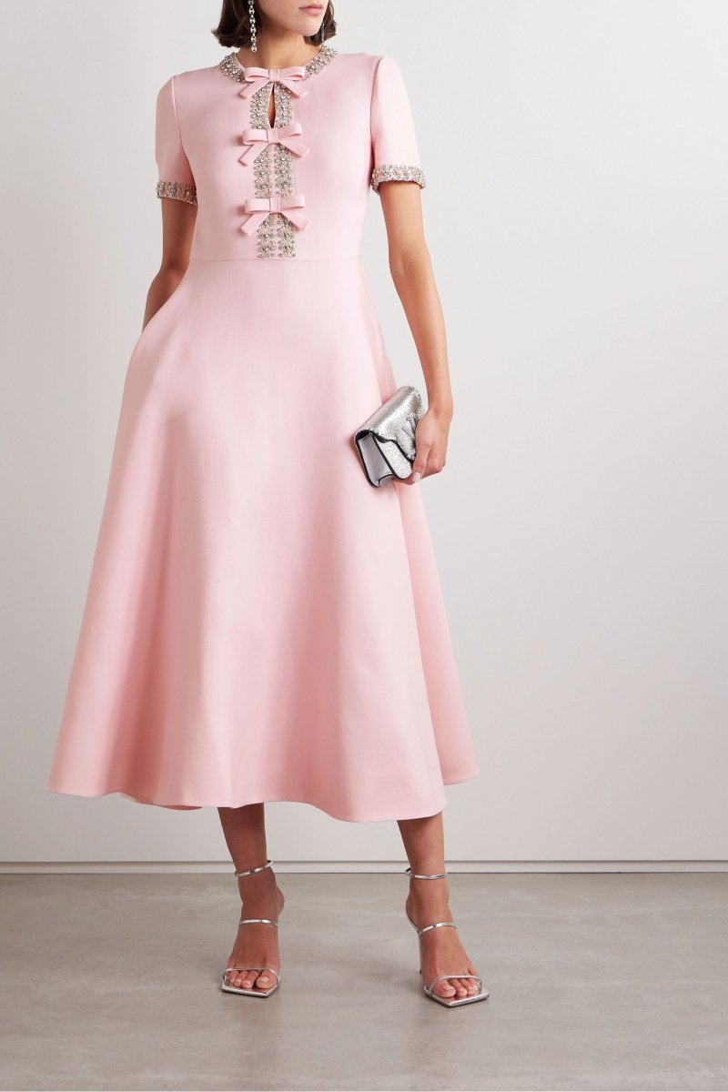 Zoe | Vestido Midi con Lazo y Cristales